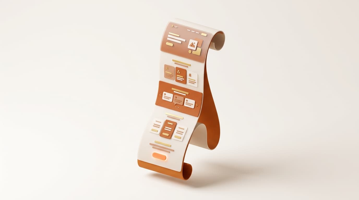 3D-Illustration: One-Pager-Website als durchgehende Seite mit einem klaren Call-to-Action